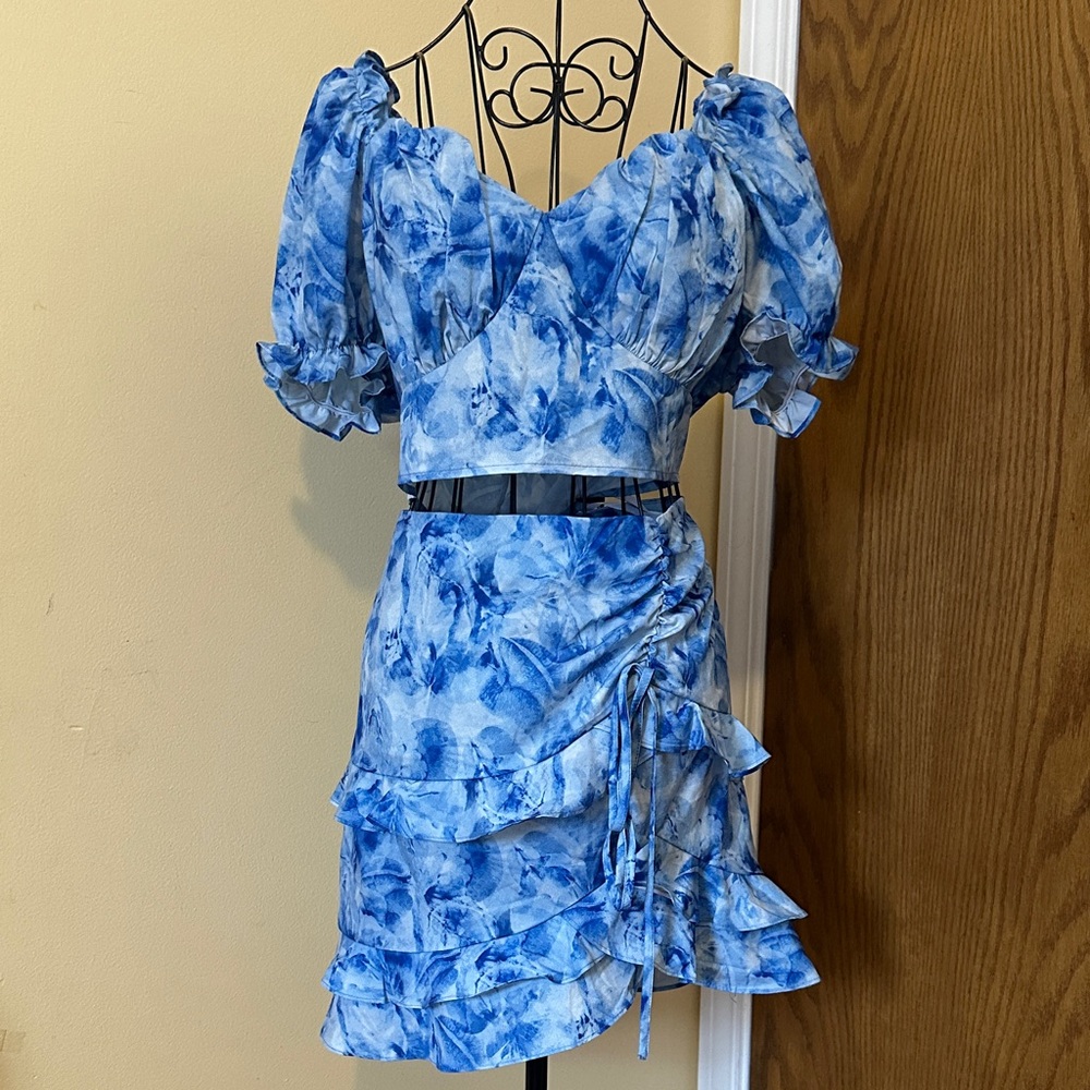 SHEIN Blue Floral Two-Piece Set